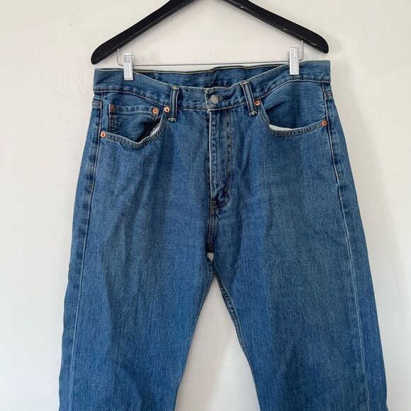 Levi's 505 Red Tab Medium Stone Wash Straight Leg Classic Denim Jeans 36x32 - Picture 12 of 14